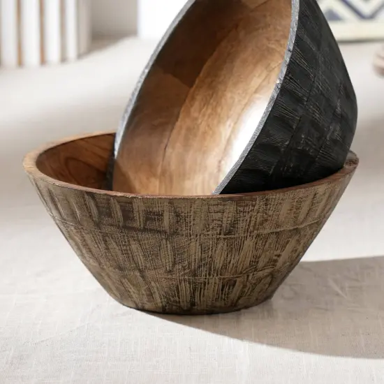 Handcrafted Mango Wood Bowl Elegant Table Centerpiece/Serving Bowl {1}