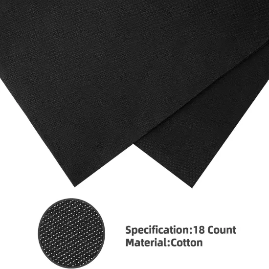 18 Count Aida Cloth Black Aida Cross Stitch Aida Cloth for Handmade Cross Stitch Fabric Needlework, 39 x 60 inch {3}