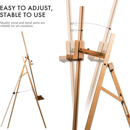 ARTIFY Large A-Frame Adjustable Painters Easel, Solid Beechwood Easel, Studio Easel with Brush Holder for Adults {4}
