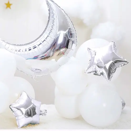 28Pcs Silver Moon Star Shape Foil Balloons with 24Pcs Silver Star Balloons and 4Pcs Large Moon Foil Balloons for Baby Shower Wedding Decors Anniversary Birthday Decorations Party Decoration {1}
