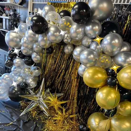 6 Pcs Explosion Star Foil Balloons- 12 Point Star Balloons,Gold Spike Balloons and 10Pcs Four Pointed Star Balloos for Party Supplies Christmas Birthday Wedding Photo Booth {3}