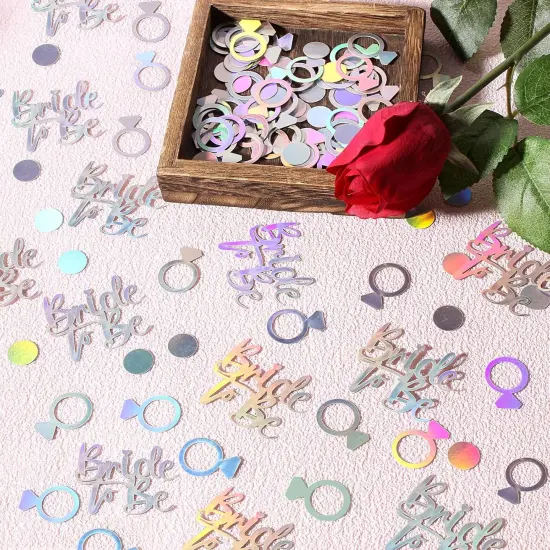 230PC Wedding Confetti Bridal Shower Decorations Bride To Be Ring Confetti Scatters Suitable for Iridescent Themed Bachelorette Engagement Hen Party Decor {3}