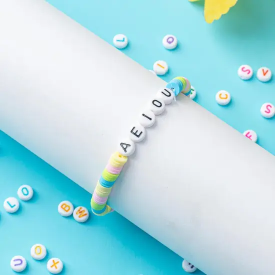 1400pcs Letter Beads, 4x7 mm Acrylic Alphabet Beads, Beads for Jewelry and Bracelet Making {4}