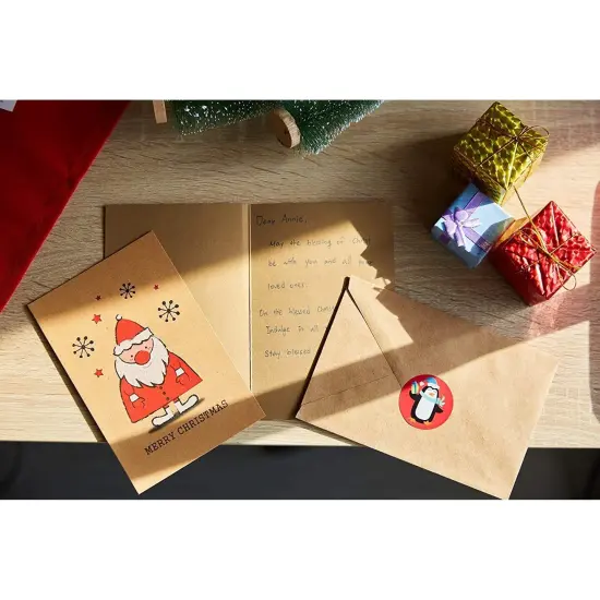 Best Paper Greetings 36 Pack Kraft Cute Christmas Greeting Cards with Envelopes, 4x6 Bulk Holiday Cards for Xmas Winter Holiday Season, 6 Red White Festive Designs Brown {3}