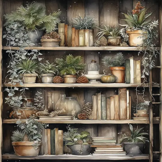 DIY Paint by Numbers, Many Plants Adults' Paint-by-Number Kits on Canvas, Book Shelves Paint by Numbers Kit {1}