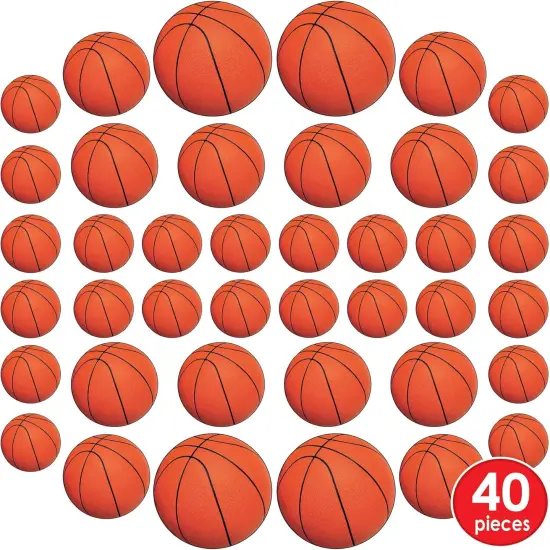 40-Piece Basketball Cut Outs in Orange and Black, Sports Theme Birthday Party Decorations, Game Day Celebrations, Classroom D&eacute;cor, 4" - 12" {3}