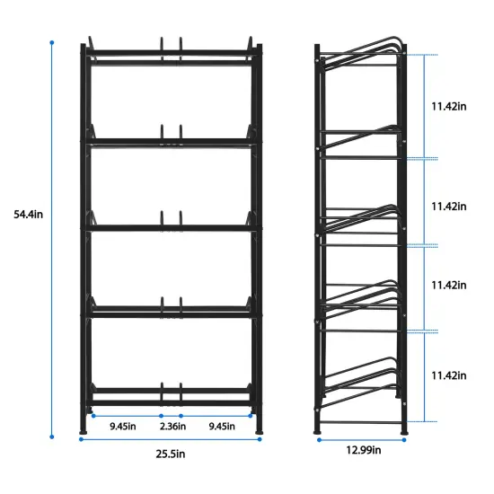5-Tier Heavy Duty Water Cooler Jug Rack &ndash; 10-Slot Metal Storage Shelf for 5-Gallon Bottles, Detachable Floor Protector for Home/Office/Kitchen, Black {2}