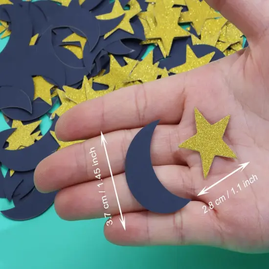 Big Moon Star Table Confetti Decor Glitter Table Confetti Moon Star Decoration for Birthday Wedding Theme Thanks Giving Party Valentine's Mother's Day Scatter Bless Confetti (Gold,Dark Blue) {2}