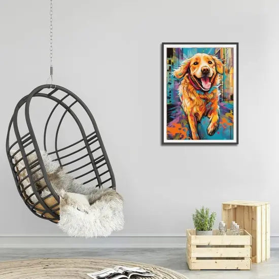 Dog Paint by Numbers for Adults with Framed Canvas-with Wooden Easel, Paint by Number on Canvas, DIY Acrylic Oil Painting Kits with Brushes Nice Gift Box for Home Wall {4}