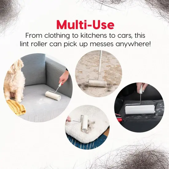 IRIS USA Extra Sticky Lint Roller, Floor Pack Comes with Storage Box, Refills, and Adjustable Wand, 90 Sheets/Roll, 540 Sheets Total {4}