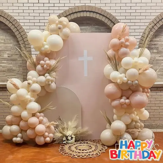 Neutral Balloon Arch Kit, White and Beige Balloon Arch Kit With 18/12/10/5 inch Sand White Ivory White Macaron Orange Latex Balloon for Birthday Baby Shower Wedding Boho Bridal Party Decorations {4}