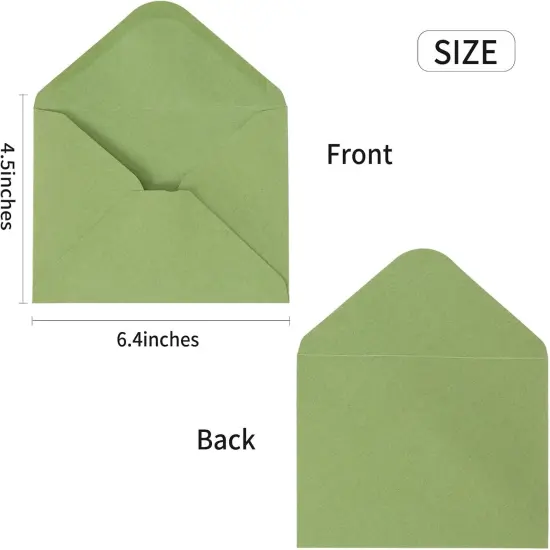 100 Pack 4x6 Envelopes, Contour Flap A4 Sage Green Envelopes for Invitation, ideal for Weddings, Baby shower, RSVP Card, Colorful Envelopes for Personalize Gift Cards, Birthday Party 4.5 x 6.4 Inches {2}