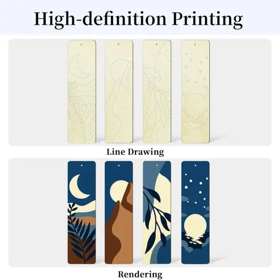 Paint by Numbers Kit for Adults, 4 Pack Wood Bookmarks Moon Paint by Numbers for Book Lovers, DIY Mountain Painting by Number Bookmarks with Tassel {4}