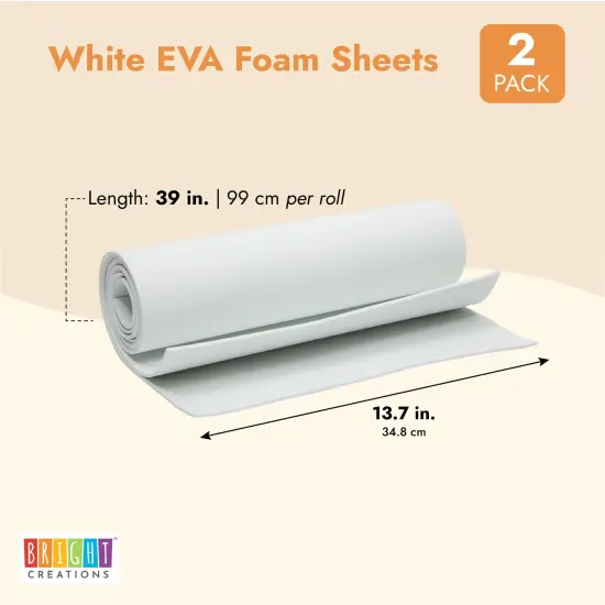 Bright Creations 2-Pack EVA Foam Rolls, 3mm Thick High-Density Formable White Foam Sheets for Crafts, Cosplay Costumes, DIY Armor and Halloween Decorations, 14 x 39-Inch {4}