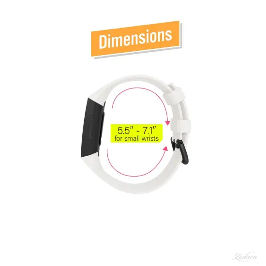 Zodaca Silicone Watch Band Compatible with Fitbit Charge 3, Charge 3 SE (Small), and Charge 4, Fitness Tracker Replacement Bands, White {5}