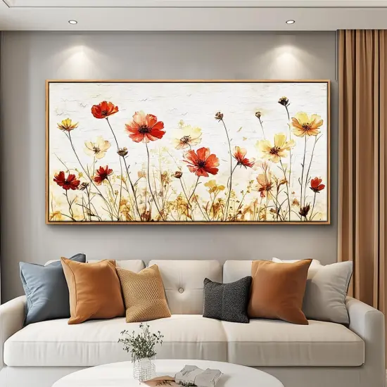 Large Framed Canvas Wall Art For Living Room Wall Decoration For Bedroom Abstract Flower Painting Wood Frame Dining Room Decor Artwork Prints Modern Room Home Decor Ready To Hang 20"X40" {3}