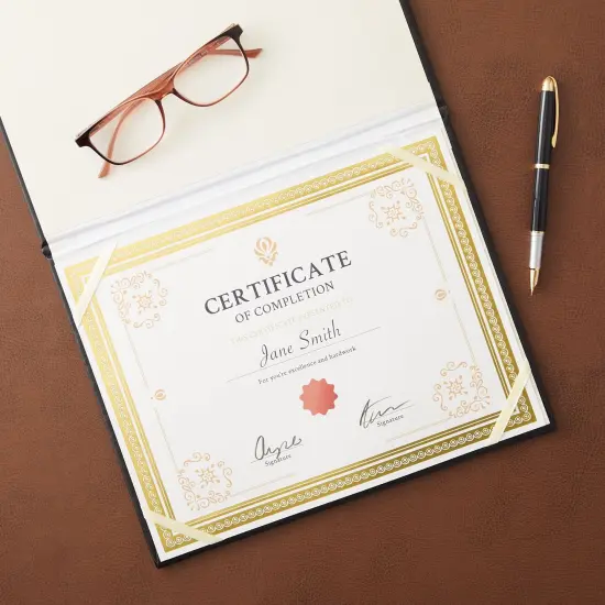 50 Sheets Gold Foil Award Certificate Paper 8.5 x 11 for Printing - Blank Cardstock for Graduation, Diploma and Achievement (White) {5}