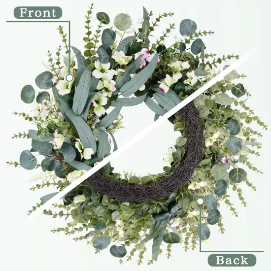 26IN Spring Wreath for Front Door,Large Eucalyptus Artificial Flower Greenery Wreath Indoor Outdoor for Porch Window Wall Farmhouse Home Holiday Hanging Decor Spring {1}