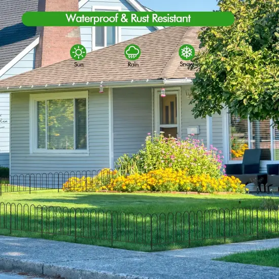 18 Pack Rustproof Metal Garden Fence Panels - H Animal Barrier, Decorative Yard Border for Pets & Gardens (Interlocking Design) {5}