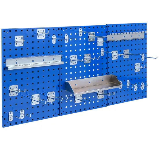 28 Pieces Wall-Mounted Pegboard Kit with 2 Storage Shelf Ideal for Garage Workshop Black {7}