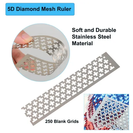 3 Pieces Diamond Painting Ruler Stainless Steel Mesh Ruler 5D Diamond Tool Drawing Ruler with 250, 250 and 408 Blank Grids for DIY Diamond Painting Kits {4}
