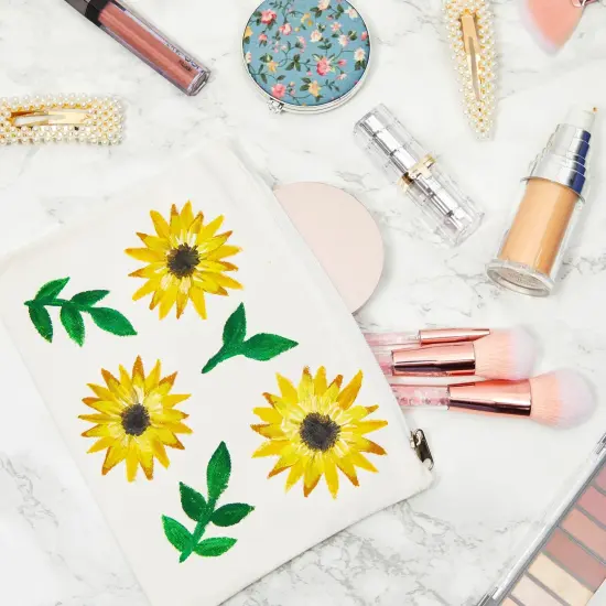 Juvale 12-Pack Bulk Blank Canvas Zipper Pouch Set, 8x6" Canvas Pencil Pouch with Zipper for Cosmetic & DIY Crafts, Pens, Markers, Scissors, Makeup Brushes, Lip Gloss, Hair Clips {4}