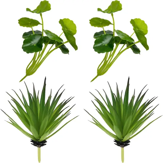 Artificial Succulent Plants Agave-Penny Grass 4 Pcs Fake Succulents Unhydrated Yucca Real Touch Lifelike Plants Fake Succulents Greenhouse DIY Garden Home Office Decoration Fake Suculents {1}