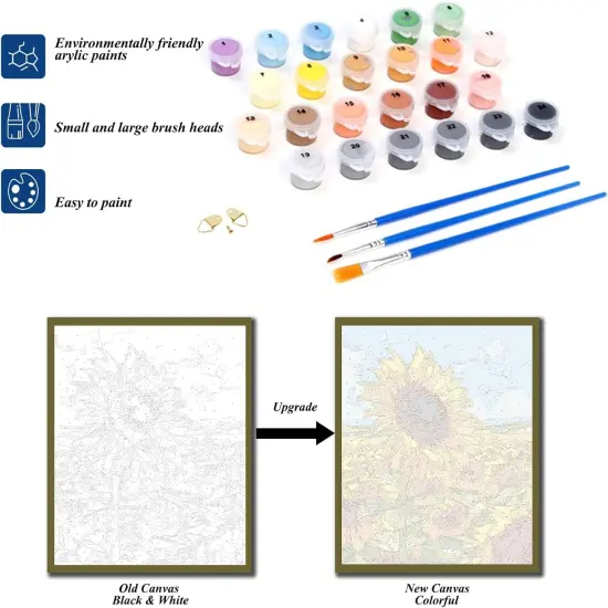 Paint by Numbers Kit for Adults Beginner & Kids Easy Acrylic on Canvas 16x20 inch with Paints and Brushes, Deer {5}