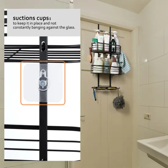 3-Tier Hanging Shower Caddy with 4 Hooks &ndash; Rustproof Waterproof Bathroom Organizer, No-Drill Shower Shelf for Shampoo, Soap, Towels {4}