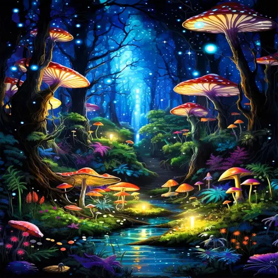 Enchanted Glow Forest Diamond Painting for Adults DIY Mushroom Diamond Art for Adult Beginners Mushroom Gem Painting Crafts for Adults Home Wall Decor 5D Gem Art Perfectly for Relaxation 12x16inch {1}