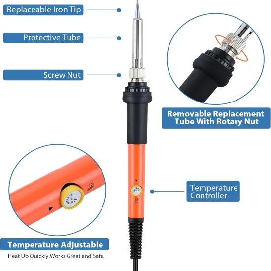 Wood Burning Kit for Adults with Gloves, 130pcs Wood Burning Pen Tool Set with Adjustable Temperature 200~450 &deg;C Switch Pyrography Pen Kit for Embossing Carving Soldering {2}