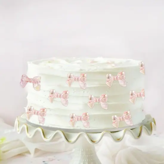 24pcs Pink Bow Cake Topper Bowknot Cupcake Toppers Cake Dessert Picks Decoration For Baby Shower Birthday Wedding Party Supplies {3}