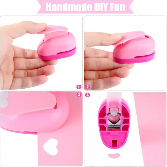 6 Pcs Hole Paper Punches for Crafting Handmade Scrapbook Punches Tools with Craft Sticker Paper, Circle, Star, Heart, Crown, Flower and Butterfly Shapes {3}