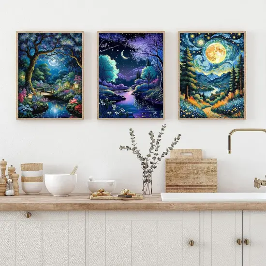 6 Pack Diamond Painting Kits Moon Landscape Diamond Art Kits for Adults Beginners, 5D DIY Full Round Drill Paint with Diamond Dots Gem Art Set for Home Wall Decor 12 x 16 Inch {2}