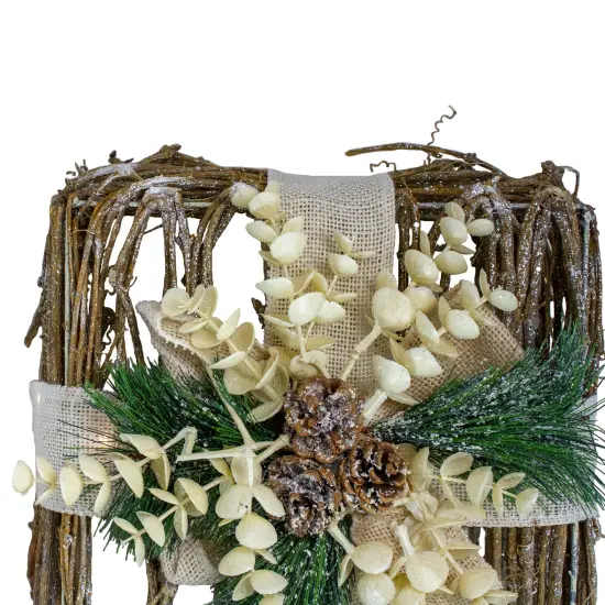 Northlight Set of 3 Silver LED Rattan Christmas Gift Boxes With Pine Cones - 13" White {3}