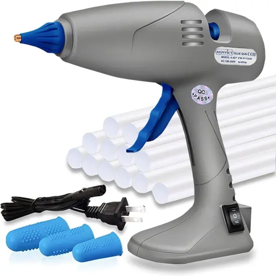 Full Size Hot Glue Gun, 120W&80W Glue Guns Dual Temp Large Industry Glue Gun, Corded Detachable Cord Use Stand-Up Base Anti-drip Hot Melt Glue Gun with 12 Glue Sticks for Art DIY Craft Repair {1}