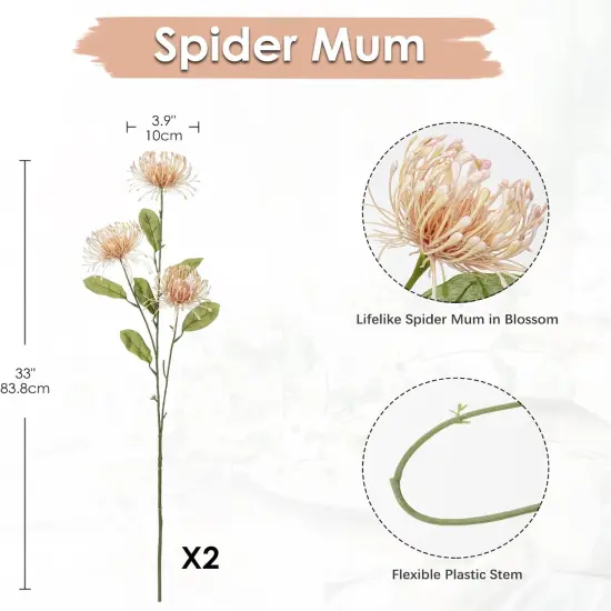 Summer Tabletop Floral Arrangements 33" Pink Artificial Mums Flowers {2}