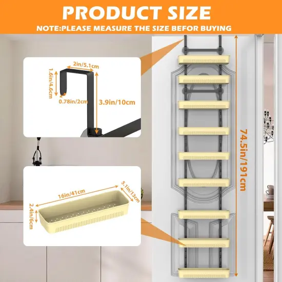 9-Tier Over The Door Pantry Organizer with Adjustable Baskets - No Drilling Wall-Mounted Spice Rack Shelves, Bathroom, Laundry & Closet {2}