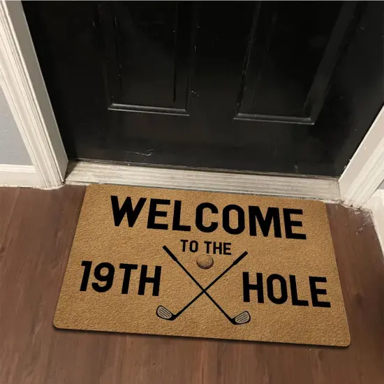 Funny Welcome Mat with Rubber Back 18"(W) x 30"(L)Welcome To The 19TH Hole Golf Theme Doormat for Entrance Way Decorative Mats for Front Porch Entry Door Mat {5}