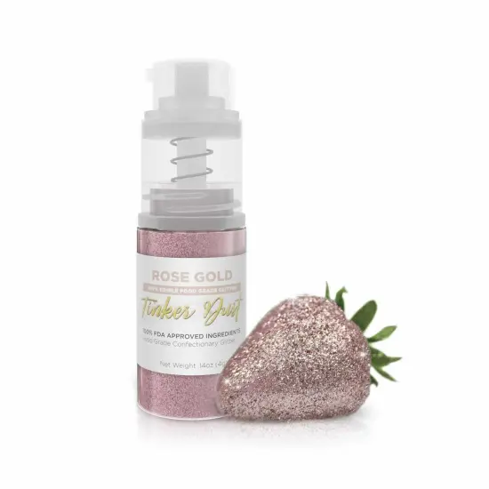 Bakell - Rose Gold Tinker Dust Edible Glitter (4g, 1x Spray Pump) for Food, Desserts, and Beverages! {1}