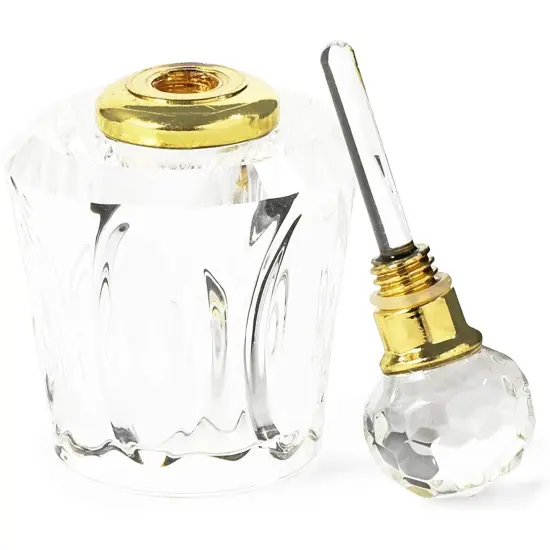 4 Pack Crystal Perfume Bottle Set in 4 Unique Designs, Empty Refillable Bottles for Fragrances, Bathroom Decor Clear {5}