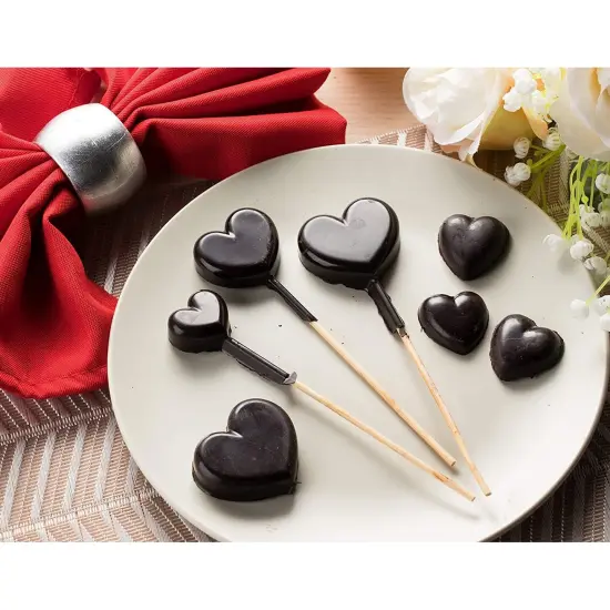 Juvale 3 Pack Heart Valentines Lollipop Mold, Create Chocolate Kisses and Candy Lollipop Hearts, Dessert Shapers for Party Treats (11 x 6 x 0.8 Inches) Clear {2}