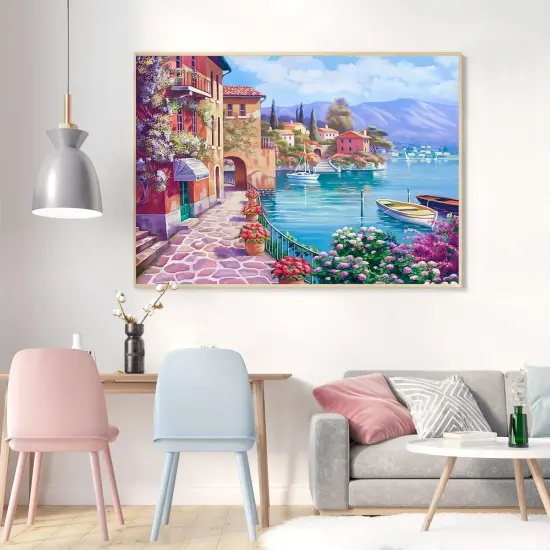 Diamond Painting Kits for Adults, Seaside View Basket 5D Diamond Art Painting by Numbers Kits,DIY Diamond Art Kits {2}