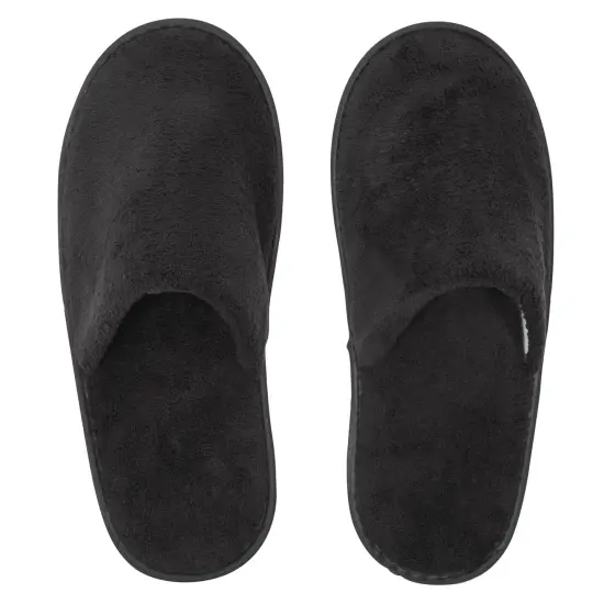 12 Pairs Disposable Slippers for Guests, Bulk Pack for Hotel, Spa, Shoeless Home, Black (US Men Size 11, Women 12) {7}