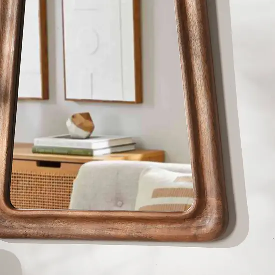 Trapezoid Wooden Wall Mirror {3}