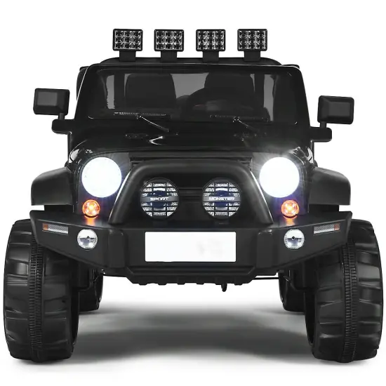2-Seat Ride-On Car Truck with Remote Control, LED Lights, Music and Safety Features Black {10}