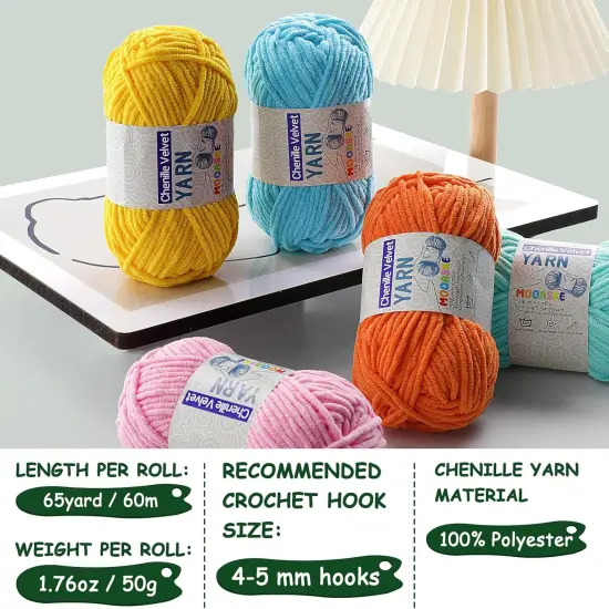 2 Pac Chenille Yarn for Crocheting - Blanket Yarn for Crocheting - Fluffy Yarn for Crochet, Baby Yarn for Crocheting Soft Blankets Weight Per Roll 50g/1.76oz, Length 60m/65yard (Army Green) {3}