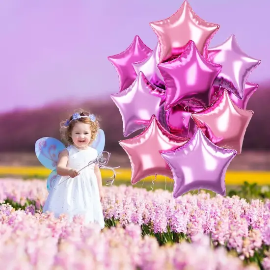 Purple Pink Star Foil Balloons Set, 18 Inch 12 Pcs Lavender Pink Pentagram Aluminum Foil Balloons {4}