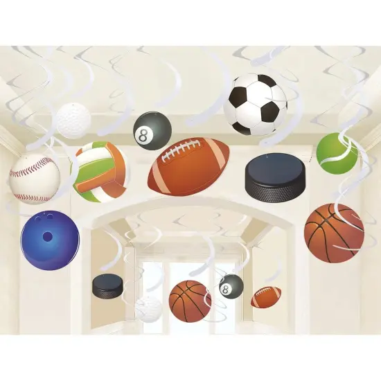 Juvale Sports Party Supplies, Hanging Swirl Decorations (30 Pack) Multicolor {3}
