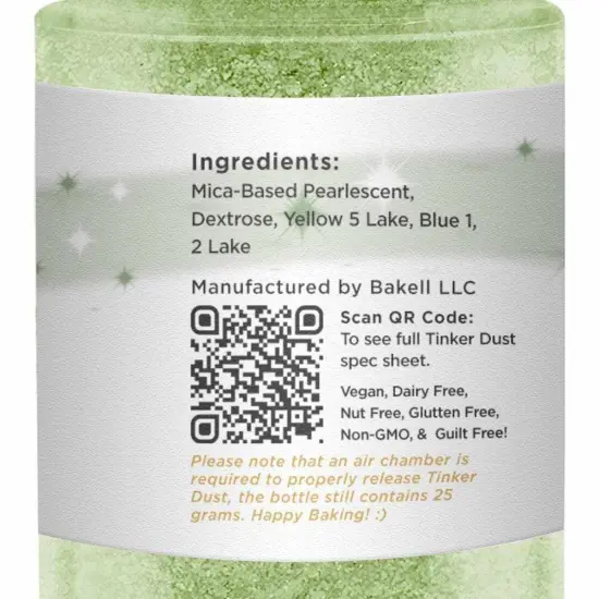 Bakell - Leaf Green Tinker Dust Edible Glitter (25g, 1x Spray Pump) for Food, Desserts, and Beverages! {6}